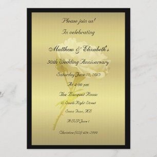 Invitation Rose blanche aux teintes dorées Anniversaire