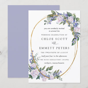 Invitation Rose blanche Mariage floral bleu