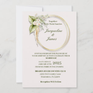 Invitation Rose blanche romantique