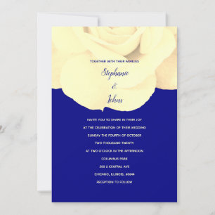Invitation Rose bleu de la marine Floral printemps Mariage d'