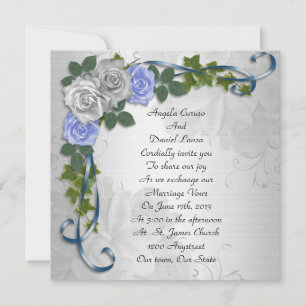 Invitation Rose bleu élégant