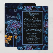 Rose bleu Gold Leaf Night Sky Mariage