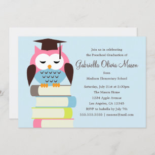 Invitation rose/bleu mignon de fête de remise des