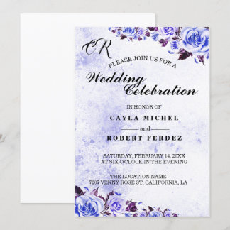 Invitation Rose bleu rustique violet