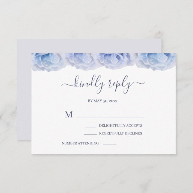 Invitation Rose Bleu Violet Pastel Élégant Mariage RSVP (Devant / Derrière)