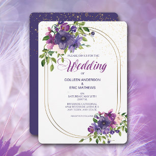 Invitation Rose bleu violet sauvage à double cadre Mariage