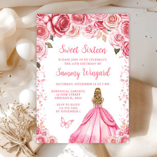 Invitation Rose Blonde aux Cheveux Roses Princesse Sweet Sixt