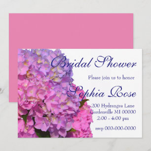 Invitation Rose Blue Hydrangeas élégantes fleurs rose violet