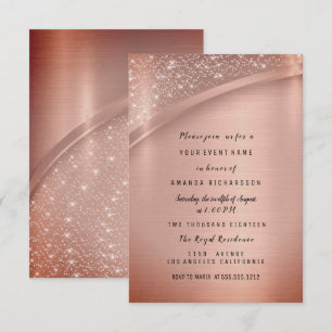 Invitation Rose Blush Fête d'anniversaire Étincelante