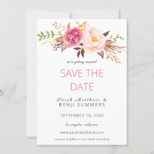 Invitation Rose Blush Floral Enregistrer la date ou modifier