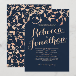 Invitation Rose Blush Vine et Mariage Feuille