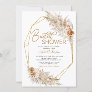 Invitation Rose Boho Pampas Grass Fête des mariées bohème