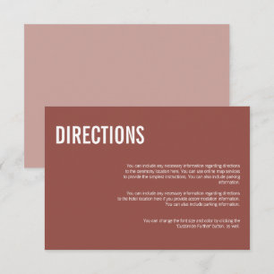 Invitation Rose Boho simple Typographie Mariage Directions