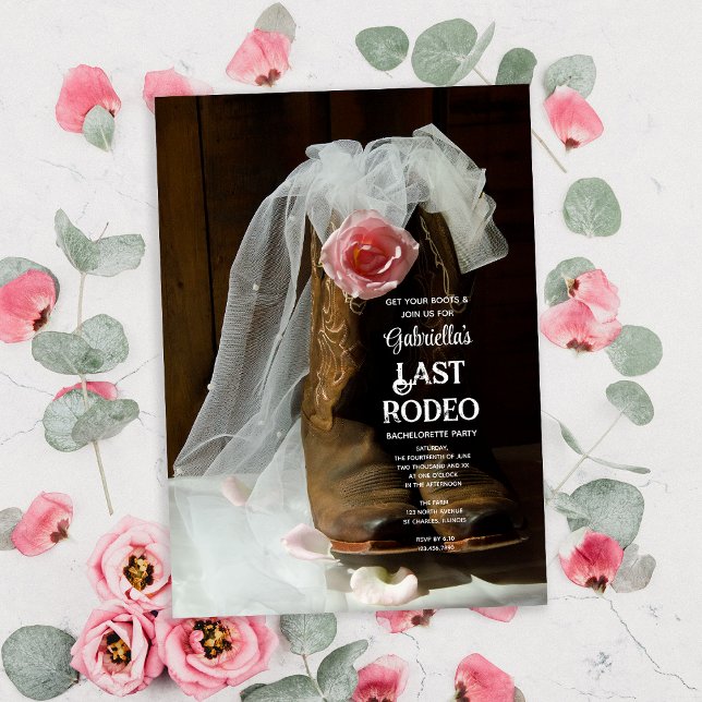 Invitation Rose Boots Dernier Rodéo Western Bachelorette Part (Créateur téléchargé)
