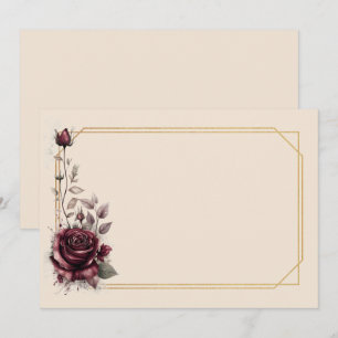 Invitation Rose bordeaux avec cadre doré Vide 