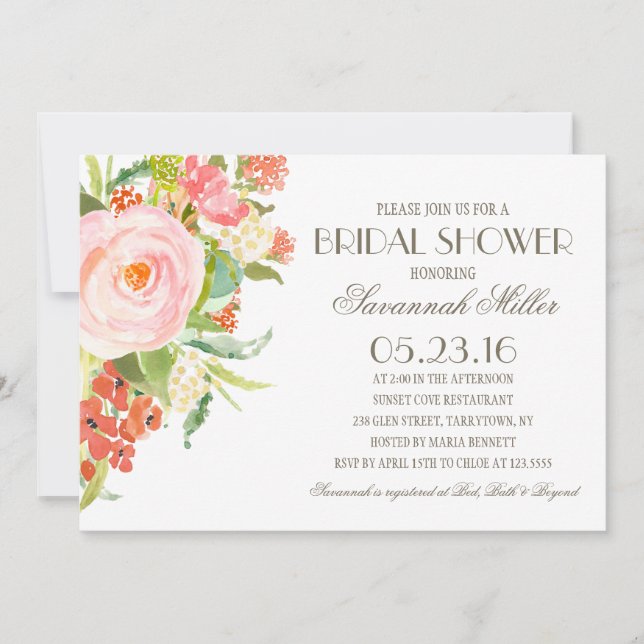 Invitation Rose Bouquet | Fête des mariées (Devant)