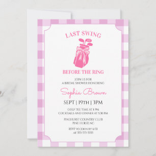 Invitation Rose Bow Ruban à carreaux Golf Mariage Cérémonie d