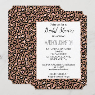 Invitation Rose Brown Gold Leopard animal