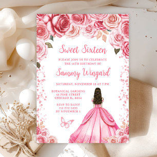 Invitation Rose Brun Rose Princesse Sweet Seize Ans