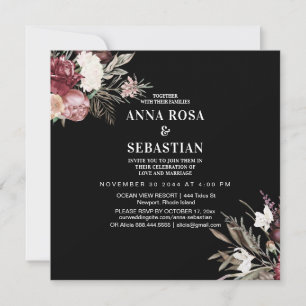Invitation *~* Rose Burgandy Floral AR15 RSVP + MARIAGE