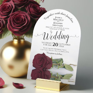 Invitation Rose Burgundy Miroir Élégant Mariage Arc