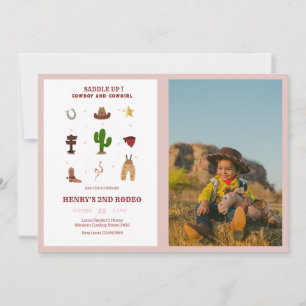 Invitation Rose chaque année Rodeo Cowboy Anniversaire de enf