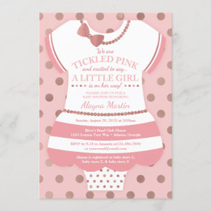 Invitation rose chatouillée de baby shower,