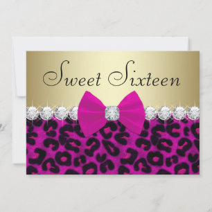 Invitation Rose Chaud Léopard Sweet Seize Ans