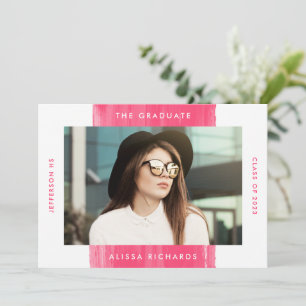 Invitation Rose chaud peint Photo Graduation Party