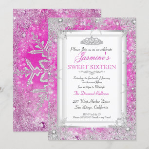 Invitation Rose Chaude Argent Noël Merveilleux Douze Seize