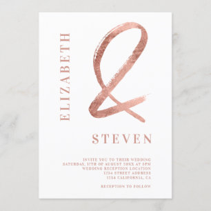 Invitation rose chic ampersand noms d'or mariage photo