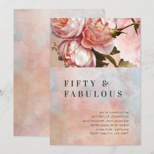 Invitation Rose Cinquante Fabuleux Floral Minimal Botanique