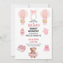 ROSE CLAIR BLANC 5X7 FILLE PLAT BABY SHOWER