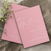 Rose clair | Simple Coeur "C'est une fille" Baby s