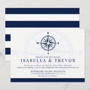 Invitation Rose Compass   Mariage thématique nautique