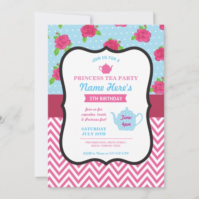 Invitation rose d'anniversaire d'Alice de (Devant)