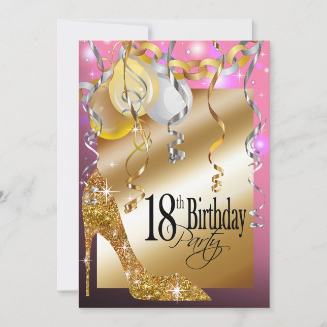 Invitation Rose d'anniversaire de ballons de stylet de (Devant)
