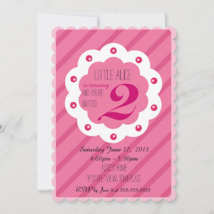 Invitation rose d'anniversaire de bébé