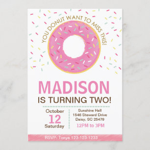 Invitation rose d'anniversaire de beignet
