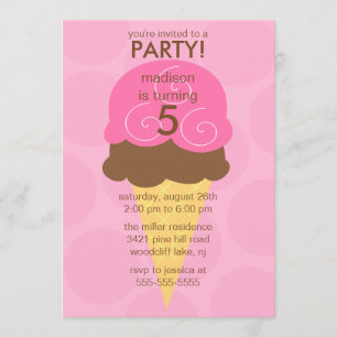 Invitation rose d'anniversaire de cornet de crème