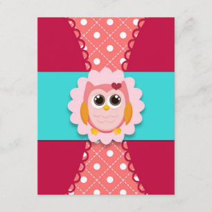 Invitation rose d'anniversaire de hibou pour des