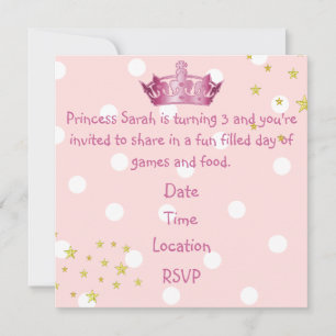 Invitation rose d'anniversaire de la couronne de