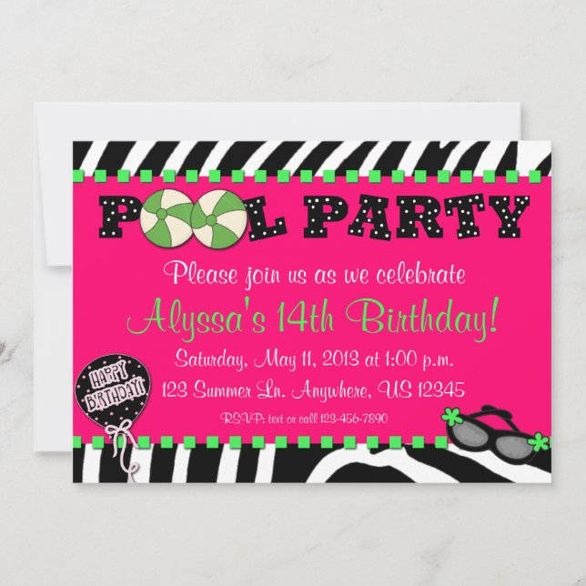 Invitation rose d'anniversaire de réception au (Devant)