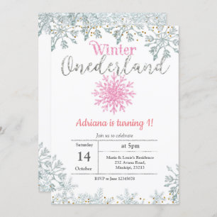 Invitation rose d'anniversaire d'Onederland de