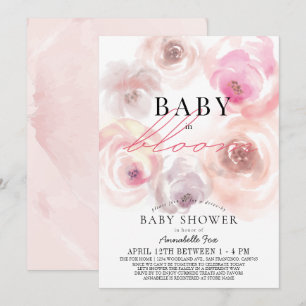 Invitation Rose d'aquarelle en fleur Baby shower Drive-by