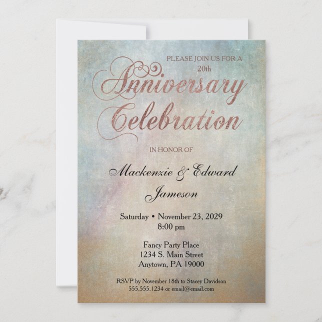 Invitation Rose d'aquarelle or Anniversaire de fête Invitatio (Devant)