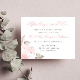 Invitation Rose d'aquarelle rose vintage Mariage Brunch