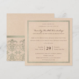 INVITATION ROSE D'ARGENT OR DAMASK ÉVÉNEMENT D'ATELIER CLASSI
