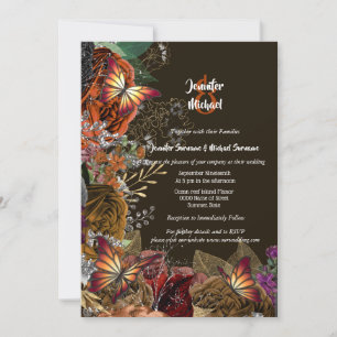 Invitation Rose d'automne papillon d'automne feuillage argent