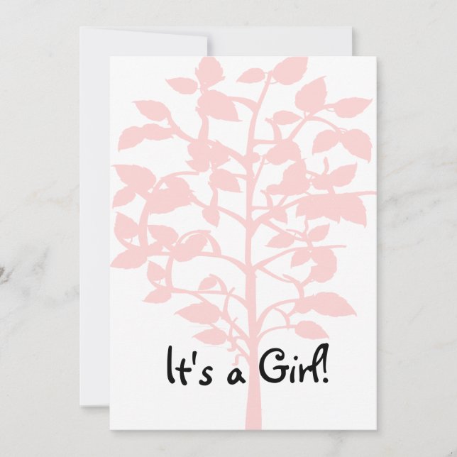 Invitation rose de baby shower d'arbre (Devant)